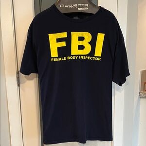 Danny Duncan Navy Blue Tee with Vibrant Yellow Print FBI